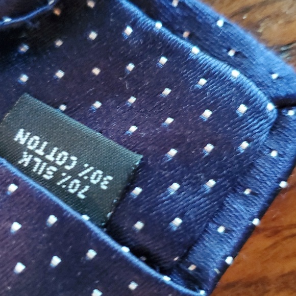 NWT IKE BEHAR Navy Tie with White Dots - Picture 3 of 5